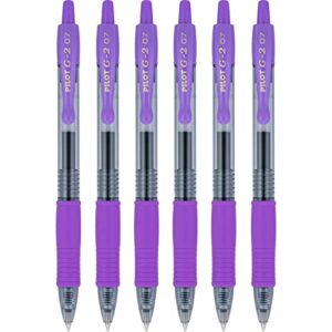 pilot g2 retractable rollerball gel pens, fine point, 0.7mm, purple ink, 6 count