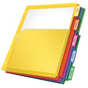 oxford expanding plastic binder dividers, flexible front pockets expand 1/4″, 5 tab, insertable multicolor tabs, letter size, 3 sets (89604)