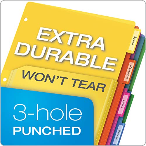 Oxford Expanding Plastic Binder Dividers, Flexible Front Pockets Expand 1/4", 5 Tab, Insertable Multicolor Tabs, Letter Size, 3 Sets (89604)