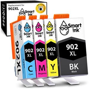 smart ink compatible ink cartridge replacement for hp 902 xl 902xl (4 combo pack) to use with officejet pro 6978 6968 6974 6975 6960 officejet 6951 6954 6956 6958 printers