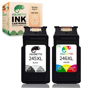 coloretto remanufactured printer ink cartridge replacement for canon pg-245xl cl-246xl pg-243 cl-244 to use with canon pixma mx492 mx490 ip2820 mg2420 mg2522 ts3122 (1 black+1 color) combo pack