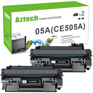 aztech compatible toner cartridge replacement for hp ce505a 05a hp p2035 p2035n p2055dn 2055dn 2035n p2030 p2050 p2055d p2055x 2055d 2055x printer (black 2-pack)