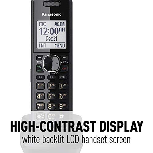 Panasonic 2-Line Corded/Cordless Phone System with 2 Handsets - Answering Machine, Link2Cell, 3-Way Conference, Call Block, Long Range DECT 6.0, Bluetooth - KX-TG9582B (Black)