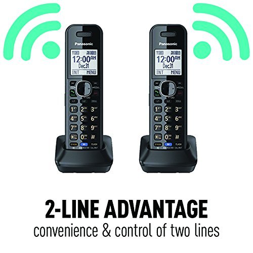 Panasonic 2-Line Corded/Cordless Phone System with 2 Handsets - Answering Machine, Link2Cell, 3-Way Conference, Call Block, Long Range DECT 6.0, Bluetooth - KX-TG9582B (Black)