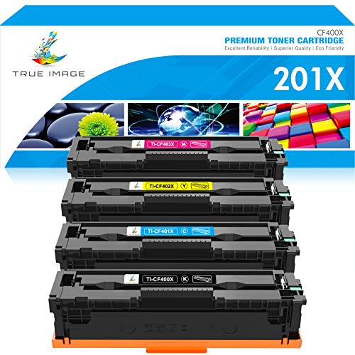 TRUE IMAGE Compatible Toner Cartridge Replacement for HP 201A 201X CF400X CF400A Color Pro MFP M277dw M252dw M277c6 CF401X CF402X CF403X M252 M277 Printer (Black Cyan Yellow Magenta, 4-Pack)