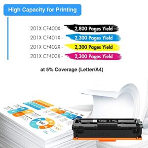 TRUE IMAGE Compatible Toner Cartridge Replacement for HP 201A 201X CF400X CF400A Color Pro MFP M277dw M252dw M277c6 CF401X CF402X CF403X M252 M277 Printer (Black Cyan Yellow Magenta, 4-Pack)