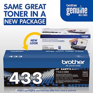 Brother Genuine TN433BK High Yield Toner-Retail Packaging , Black, 1 Size