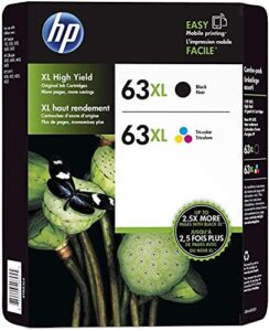 hp 63xl black and color combo ink cartridges, 2 pk