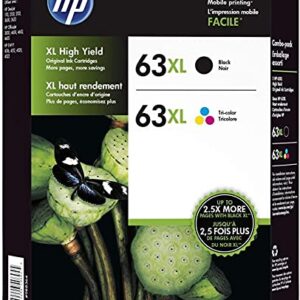 HP 63XL Black and Color Combo Ink Cartridges, 2 pk