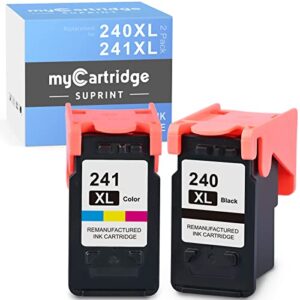 mycartridge suprint 240xl 241xl combo pack remanufactured ink cartridge replacement for canon 240xl 241xl pg-240 cl-241 black color for pixma mg3620 ts5120 mg3520 mg3600 mg3220 printer 240xl 241xl