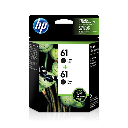 HP 61 | 2 Ink Cartridges | Black | Works with HP DeskJet 1000 1500 2050 2500 3000 3500 Series, HP ENVY 4500 5500 Series, HP OfficeJet 2600 4600 Series | CZ073FN