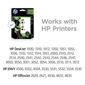 HP 61 | 2 Ink Cartridges | Black | Works with HP DeskJet 1000 1500 2050 2500 3000 3500 Series, HP ENVY 4500 5500 Series, HP OfficeJet 2600 4600 Series | CZ073FN