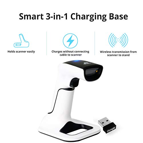 ScanAvenger Wireless Portable 1D&2D with Stand Bluetooth Barcode Scanner: Hand Scanners 3-in-1 Vibration, Cordless, Rechargeable Scan Gun for Inventory - USB Bar Code/QR Reader (with Next Gen Stand)