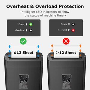 Bonsaii 12-Sheet Cross Cut Paper Shredder, 10-Minute 5.5 Gal Home Office Heavy Duty Shredder for Paper, Credit Card, Mails, Staples, with Transparent Window, High Security Level P-4 (C275-A)
