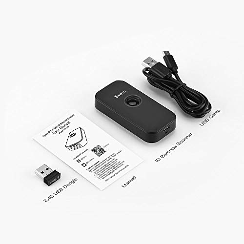 Eyoyo Mini 1D Bluetooth Barcode Scanner, 3-in-1 Bluetooth & USB Wired & 2.4G Wireless Barcode Reader Portable Bar Code Scanning Work with Windows, Android, iOS, Tablets or Computers