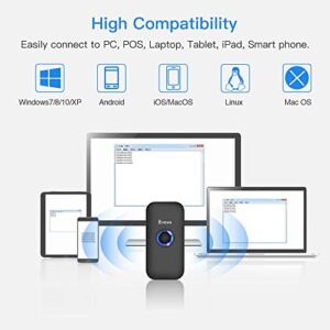 Eyoyo Mini 1D Bluetooth Barcode Scanner, 3-in-1 Bluetooth & USB Wired & 2.4G Wireless Barcode Reader Portable Bar Code Scanning Work with Windows, Android, iOS, Tablets or Computers