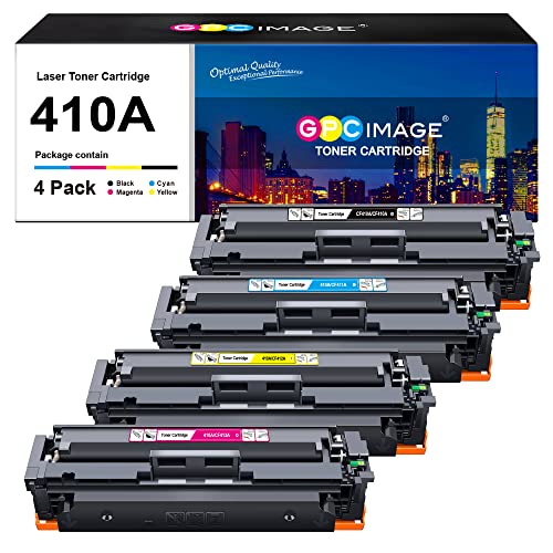 GPC Image Compatible Toner Cartridge Replacement for HP 410A CF410A CF411A CF412A CF413A Compatible with Laserjet Pro MFP M477fdw M477fdn M477fnw Pro M452dn M452nw M452dw Printer (4 Pack)