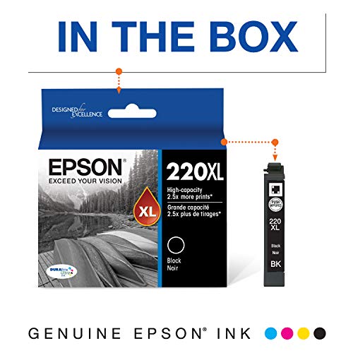 EPSON T220 DURABrite Ultra -Ink High Capacity Black -Cartridge (T220XL120-S) for Select Epson Expression and Workforce Printers