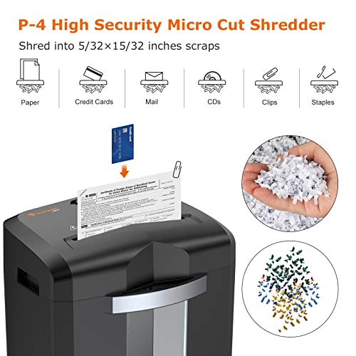 Bonsaii Home Office Paper Shredder, 12-Sheet 40-Minute High Security Micro Cut Shredder for CD/Card/Staple/Clip, Anti-Jam Quiet Heavy Duty Shredder with 5.5 Gal Big Pullout Bin, C267-B