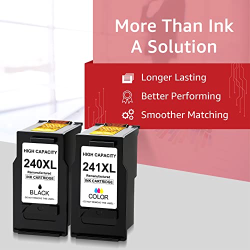 240XL 241XL Combo Pack for Canon Ink Cartridges 240 and 241 High Capacity PG-240XL CL-241XL for Canon PIXMA MG3520 MG3620 MG3600 TS5120 TS5120 MX472 MX452 MX512 MG3222 Printer (1 Black, 1 Color)