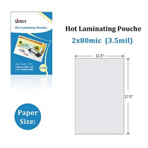 Uinkit Hot Thermal Laminating Pouches 100 Pack Laminator Sheets 11.5x17.5 Laminating Sheets 3.5Mil for Sealed 11x17 Inches Document,Rounded Corner