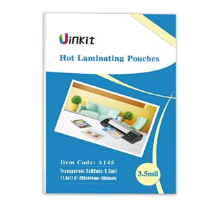 uinkit hot thermal laminating pouches 100 pack laminator sheets 11.5×17.5 laminating sheets 3.5mil for sealed 11×17 inches document,rounded corner