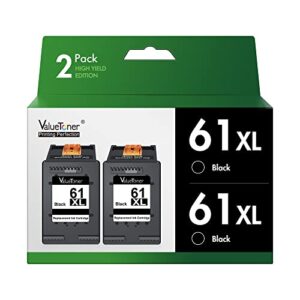 valuetoner remanufactured ink cartridges replacement for hp 61xl 61 xl to use with envy 4500 deskjet 1000 1056 1510 1512 1010 1055 officejet 4630 printer (2 black)