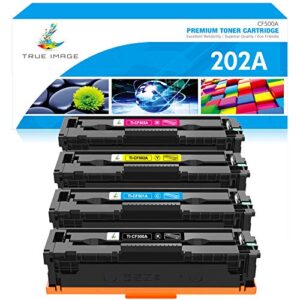 true image compatible toner cartridge replacement for hp 202a cf500a 202x m281fdw hp color pro mfp m281fdw m281cdw m254dw m281fdn m254 m281 202 toner printer (black cyan yellow magenta, 4-pack)