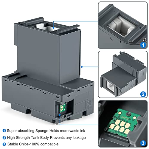 Poschink T04D1 T04D100 Ink Maintenance Box for ET-15000 ET-3750 ET-3760 WF-2860 ET-4760 ET-3850 ET-4850 XP-5100 ET-3710 ET-5150 ET-3830 ET-M1000 ST-3000 ET-M2170 Printers TO4D1/TO4D100/EWMB2/04D1