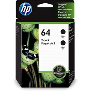 hp 64 | 2 ink cartridges | black | works with hp envy photo 6200 series, 7100 series, 7800 series, hp tango and hp tango x | 3yp22an