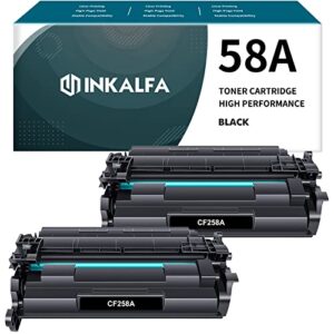 58A CF258A Toner Cartridge Black: 2 Pack (with Chip, High Yield) Replacement for HP CF258A 58A 58X CF258X MFP M428fdw M428fdn M428dw M404 M428 Pro M404n M404dn M404dw Printer