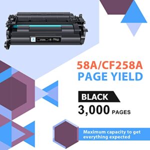 58A CF258A Toner Cartridge Black: 2 Pack (with Chip, High Yield) Replacement for HP CF258A 58A 58X CF258X MFP M428fdw M428fdn M428dw M404 M428 Pro M404n M404dn M404dw Printer