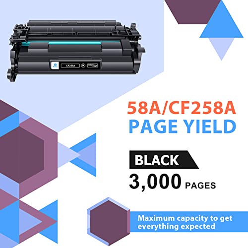 58A CF258A Toner Cartridge Black: 2 Pack (with Chip, High Yield) Replacement for HP CF258A 58A 58X CF258X MFP M428fdw M428fdn M428dw M404 M428 Pro M404n M404dn M404dw Printer