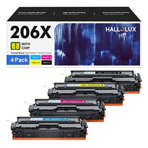 206x 206a toner cartridges (with chip) for hp 206a 206x toner cartridge replacement 4 pack high yield compatible with laserjet pro mfp m283fdw m283cdw m255dw m282nw printer toner (bcmy, 4p)
