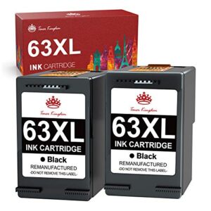 toner kingdom remanufactured ink cartridge replacement for hp 63xl black ink cartridge for hp officejet 3830 4650 5255 3832 envy 4520 4512 4516 deskjet 1112 3630 3634 3639 2132 ink printer (2 black)