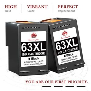 Toner Kingdom Remanufactured Ink Cartridge Replacement for HP 63XL Black Ink Cartridge for HP Officejet 3830 4650 5255 3832 Envy 4520 4512 4516 Deskjet 1112 3630 3634 3639 2132 Ink Printer (2 Black)