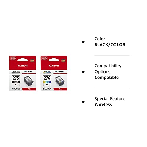 Canon PG-275 XL Black (4981C001) and CL-276 XL Color High Capacity Ink Cartridges (4987C001) - Retail Packaging