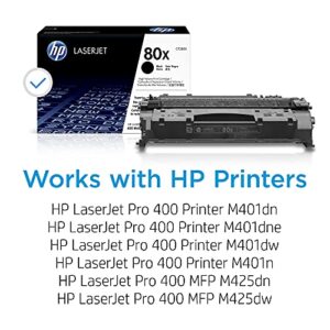 HP 80X Black High-yield Toner Cartridge | Works with HP LaserJet Pro 400 M401 Series, HP LaserJet Pro 400 MFP M425 Series | CF280X