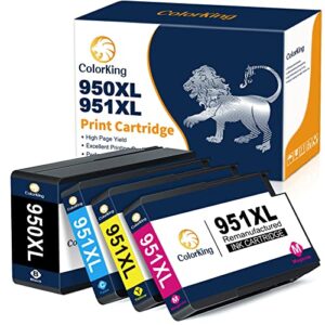 colorking remanufactured ink cartridge replacement for hp 950 xl 950xl 951 xl 951xl to use with officejet pro 8600 8610 8615 8620 8625 8630 8100 276dw 251dw printer (4 high yield combo pack)