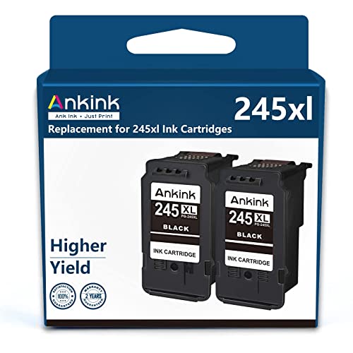 Ankink Higher Yield 245XL Ink Cartridges 2 Black Combo Pack for Canon PG 243 245 XL Fit for Cannon Pixma MX490 MX492 MG2522 TS3100 TS3122 TS3300 TS3320 TS3322 TR4500 TR4520 TR4522 MG2500 Printer PG245