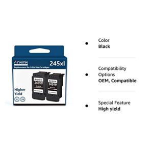 Ankink Higher Yield 245XL Ink Cartridges 2 Black Combo Pack for Canon PG 243 245 XL Fit for Cannon Pixma MX490 MX492 MG2522 TS3100 TS3122 TS3300 TS3320 TS3322 TR4500 TR4520 TR4522 MG2500 Printer PG245