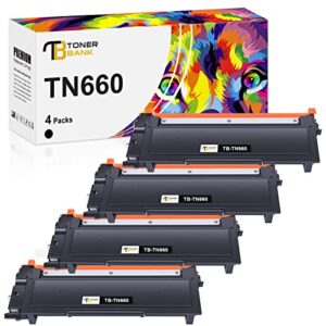 toner bank compatible toner cartridge replacement for brother tn660 tn630 tn 660 630 tn-660 tn-630 hl-l2380dw mfc-l2700dw hl-l2300d hl-l2320d hl-l2340dw l2540dw printer high yield ink (black, 4-pack)