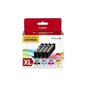 canon cli-281 xl black, cyan, magenta and yellow 4 ink pack compatible to printer tr8520, tr7520, ts9120 series,ts8120 series, ts6120 series, ts9521c, ts9520, ts8220 series, ts6220 series