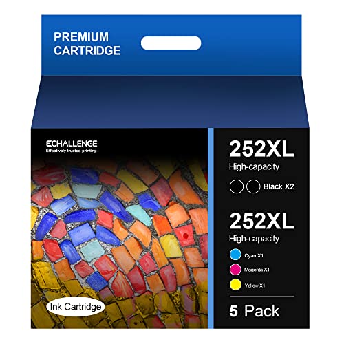 252XL Ink Cartridge - Replacement for Epson 252 XL T252 Combo Pack for Workforce WF-7210 WF-7720 WF-7710 WF-3640 WF-3620 WF-7620 WF-7110 (2 Black 1 Cyan 1 Magenta 1 Yellow, 5-Pack) Remanufactured