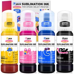 printers jack sublimation ink refill for epson ecotank supertank printers et-2720 et-2760 et-2750 et-4700 et-3760 400ml/anti-uv/upgrade version/icc free