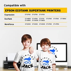 Printers Jack Sublimation Ink Refill for Epson EcoTank Supertank Printers ET-2720 ET-2760 ET-2750 ET-4700 ET-3760 400ml/Anti-UV/Upgrade Version/ICC Free