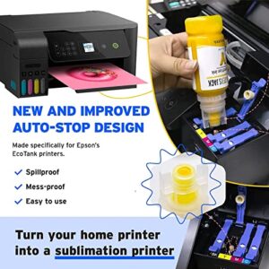 Printers Jack Sublimation Ink Refill for Epson EcoTank Supertank Printers ET-2720 ET-2760 ET-2750 ET-4700 ET-3760 400ml/Anti-UV/Upgrade Version/ICC Free