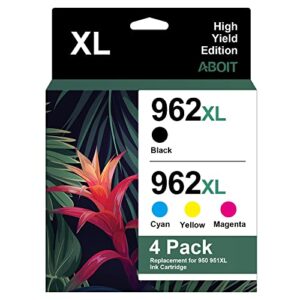 aboit 962xl ink cartridge high yield combo pack, replacement for 962 to use with officejet pro 9010 series, 9015, 9020, 9025, 9018 printer (4-pack)