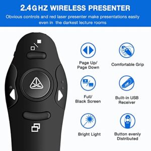 Presentation Clicker Wireless Presenter Remote USB Control Powerpoint PPT Clicker, Laser Pointer RF 2.4GHz Presenter Remote Google Slide Advancer Powerpoint Clicker for Computer/Laptop/Mac/Keynote