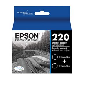 epson t220 durabrite ultra -ink standard capacity black dual -cartridge pack (t220120-d2) for select epson expression and workforce printers